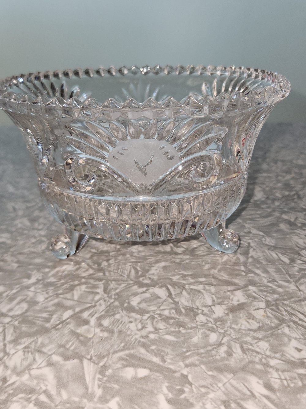 Source Unknown Clear Pressed Glass Bowl with Footed Base
